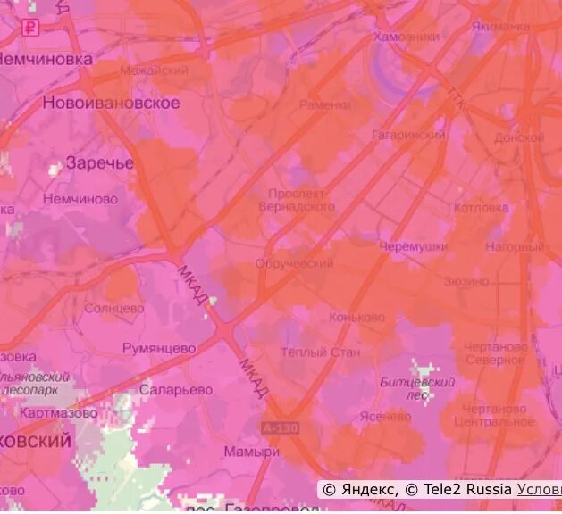 Покрытие теле2 в россии на карте