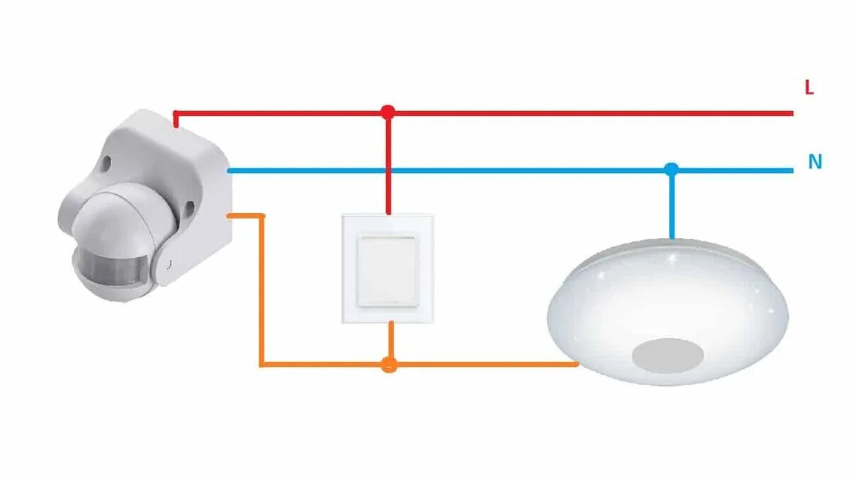 Датчик движения для включения света схема подключения с выключателем. Схема включения датчика движения для включения света. Эра датчик движения 220в для света. Схема подключения переключателя и датчика движения. Как отключить датчик света