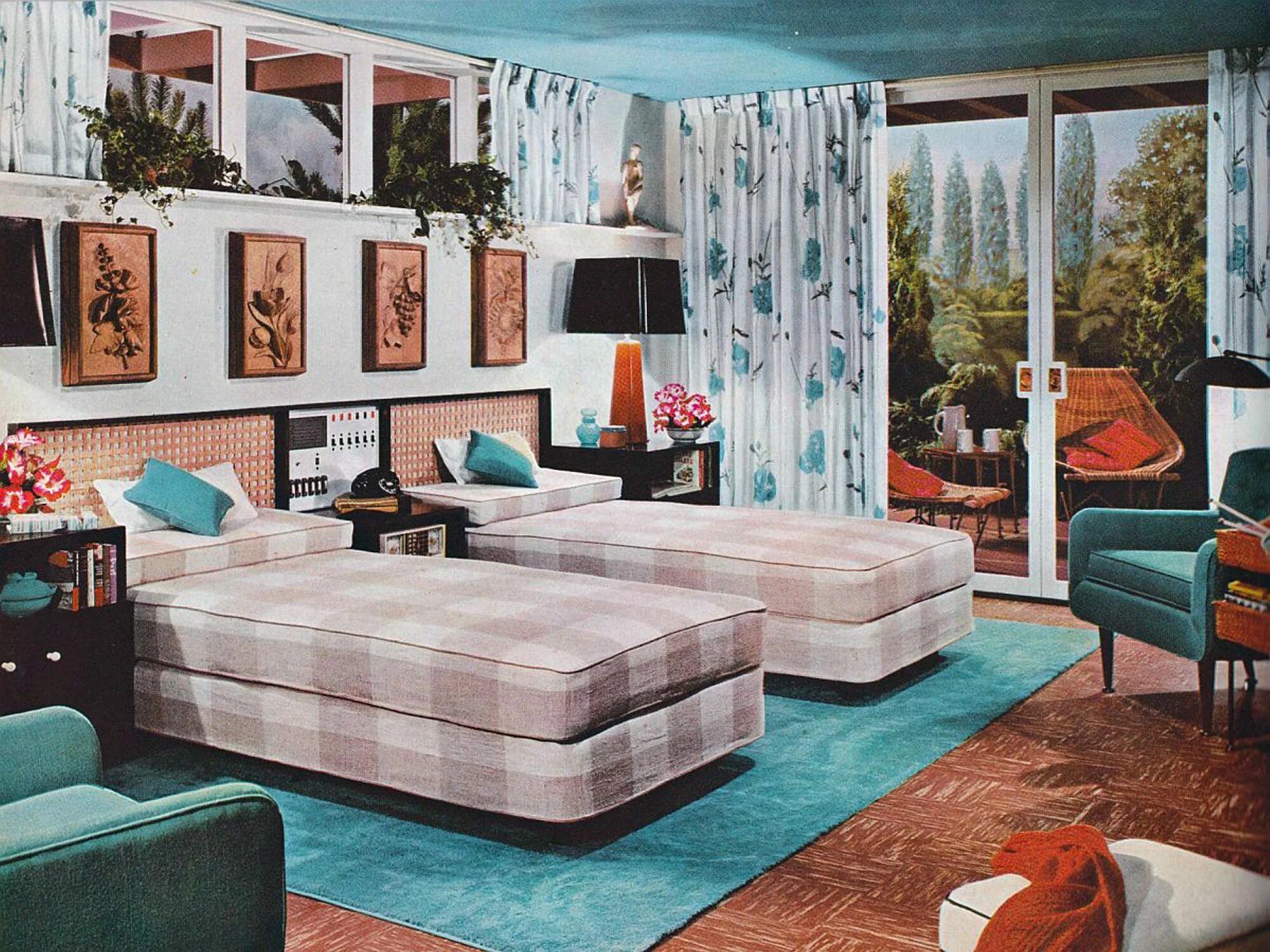 Спальня МИД сенчури ретро. Мебель 1950-х МИД сенчури. Интерьер в стиле 80-х годов. Интерьер в стиле 60-х годов. 80 s 50 s