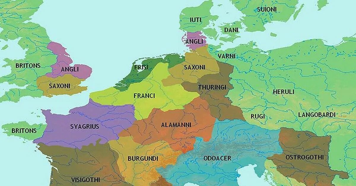 5 европейских областей. Племена саксов на карте. Саксы карта расселения. Европа 5 век. Германцы на карте современной.