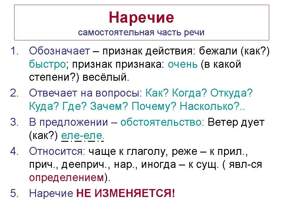 Наречие русский язык седьмой класс. Наречие часть речи. Наречие как часть речи таблица. Наречие как часть речи правило. Что такое наречие в русском языке 3 класс правило.