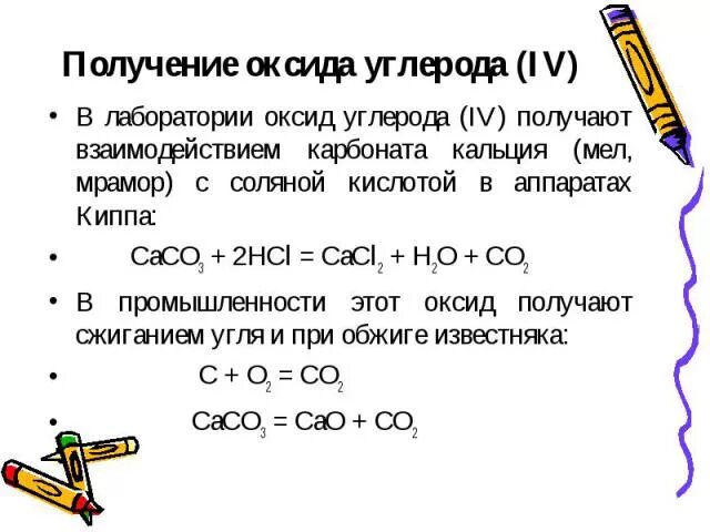 Оксид углерода 4 и соляная кислота реакция