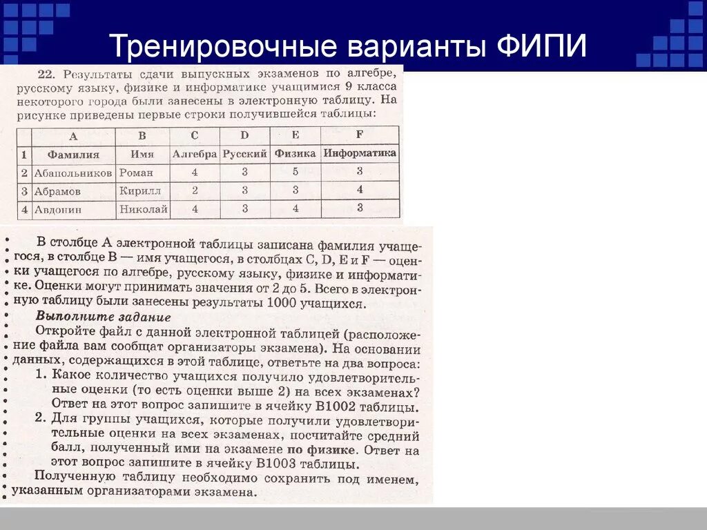 Тренировочный вариант фипи ответы