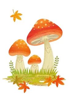 Рисуем осенние грибы