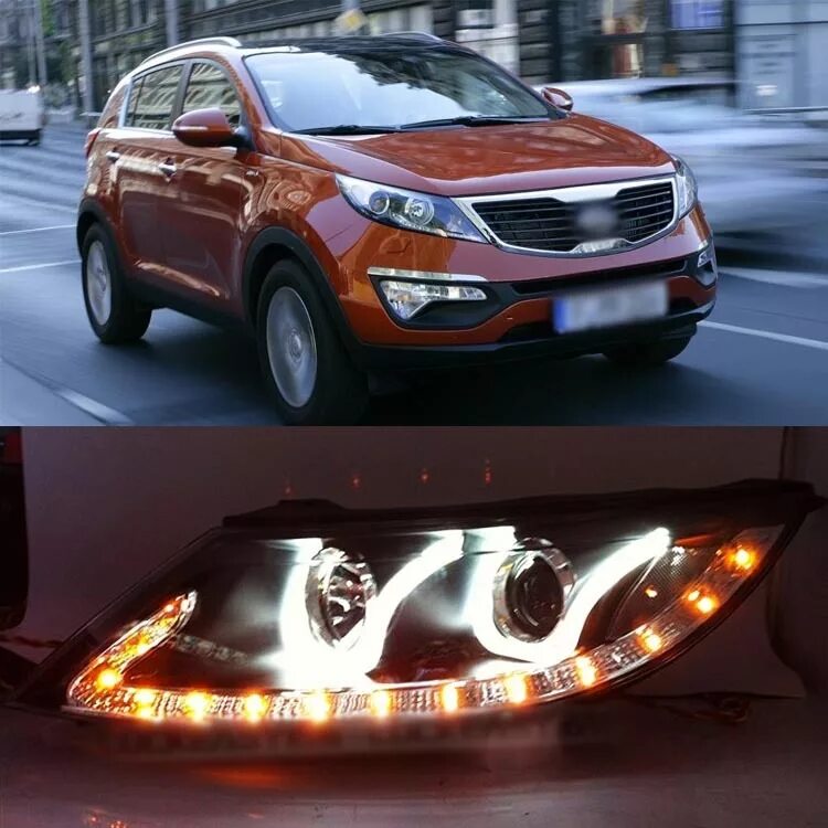 Передние фары Kia Sportage 3. Светодиодные фары Киа Спортейдж 3. Фары Kia Sportage 3 led. Kia Sportage 3 фары диодные. Фара sportage 3