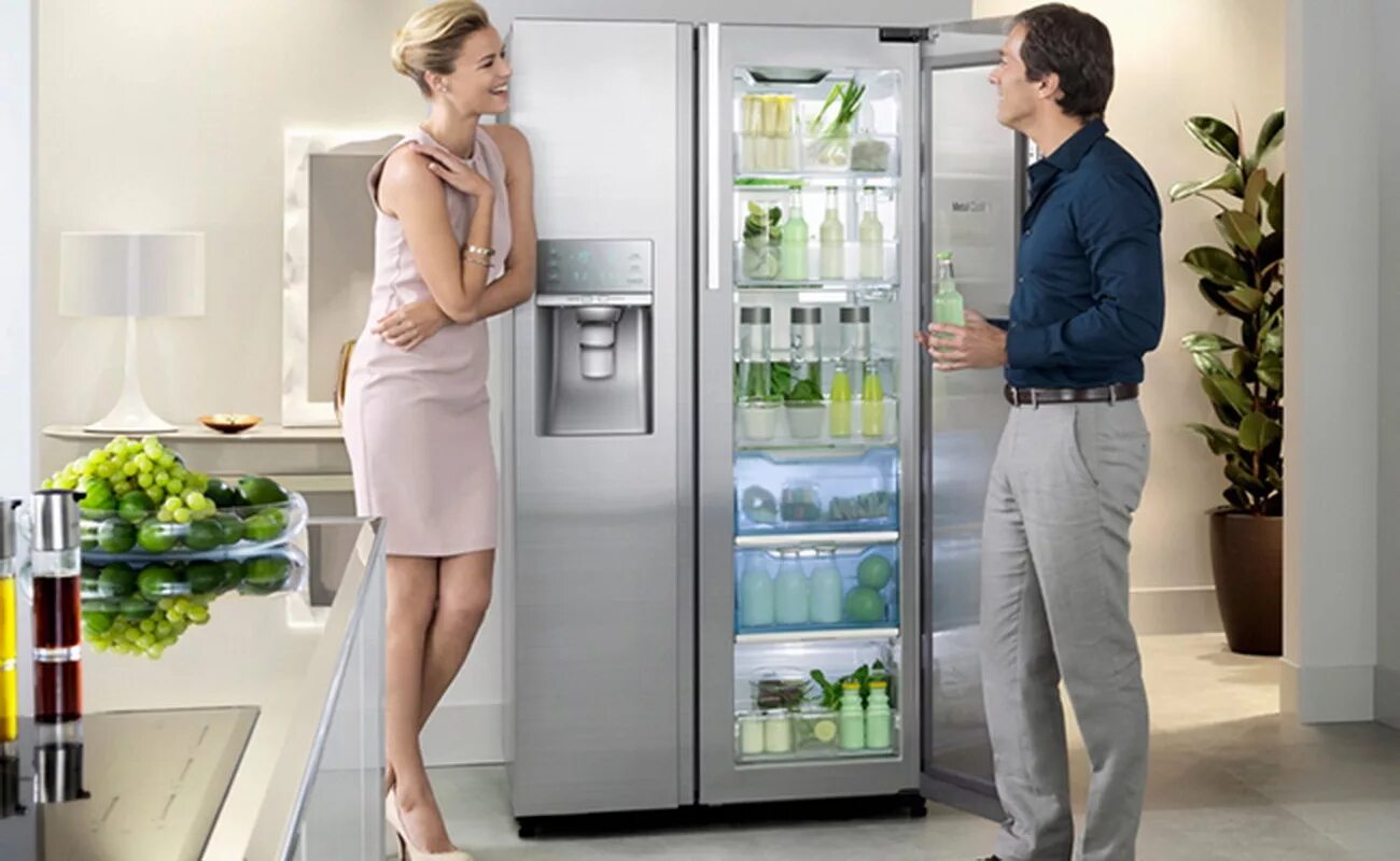 Next to the fridge