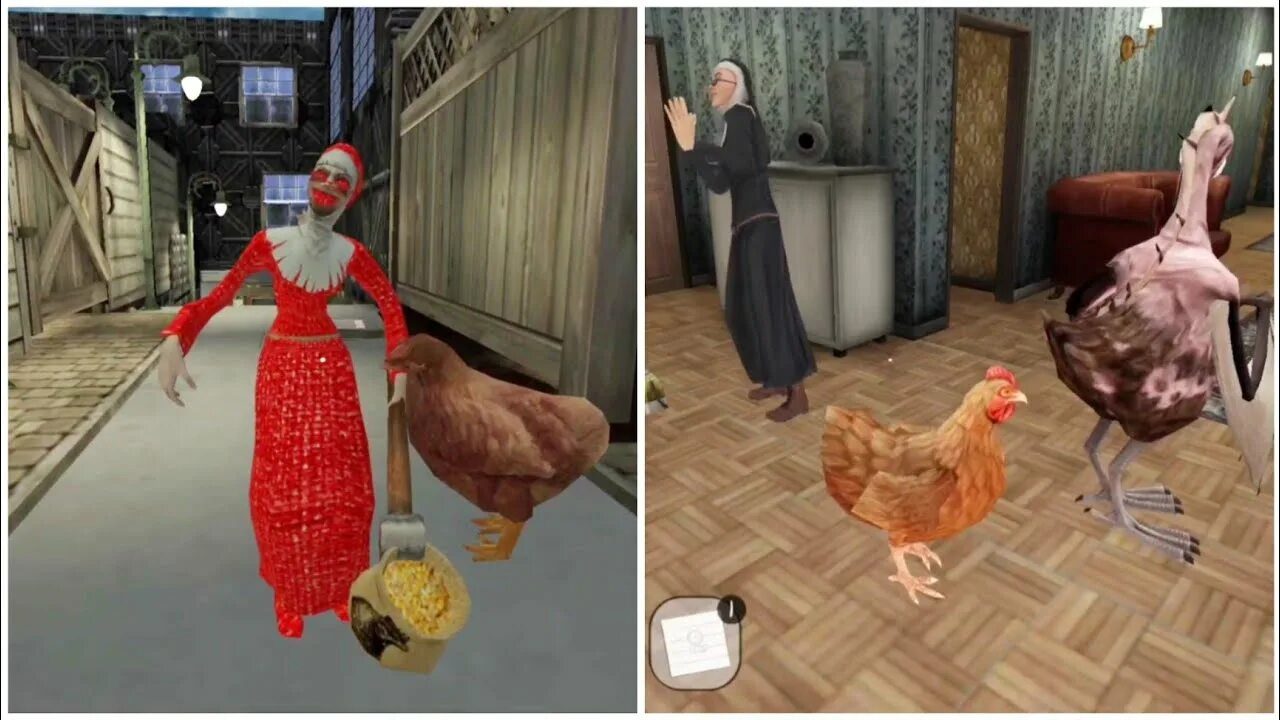 Дом 2 курица. Монахиня 2 курицы мутанты. Эвил НУН курица МУТАНТ. Злая монахиня 2 куры мутанты.