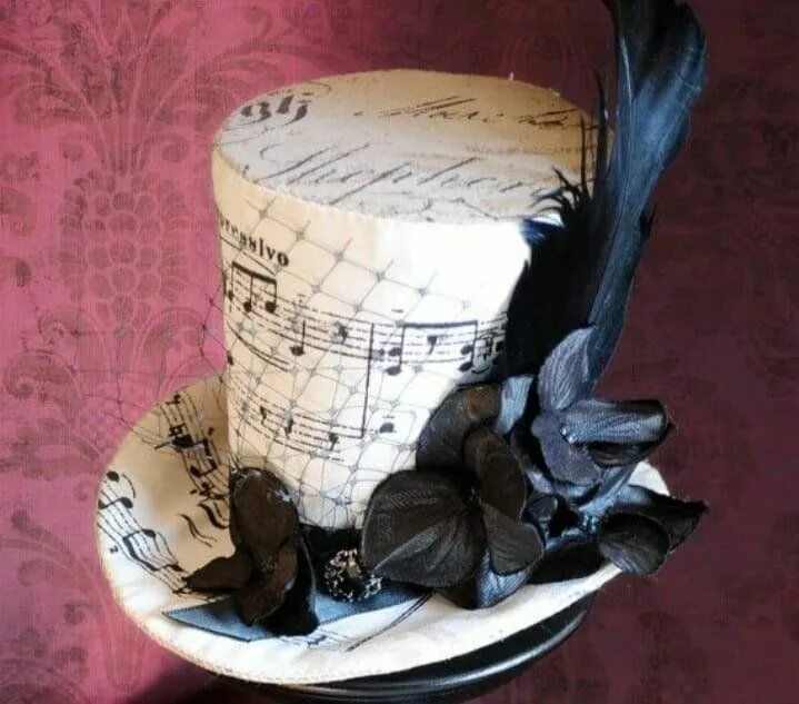 Нарезки для шляпы читающей мысли. Музыкальная шляпа. Музыкальный головной убор. Шляпки на музыкальную вечеринку. Шляпа с музыкальными инструментами.