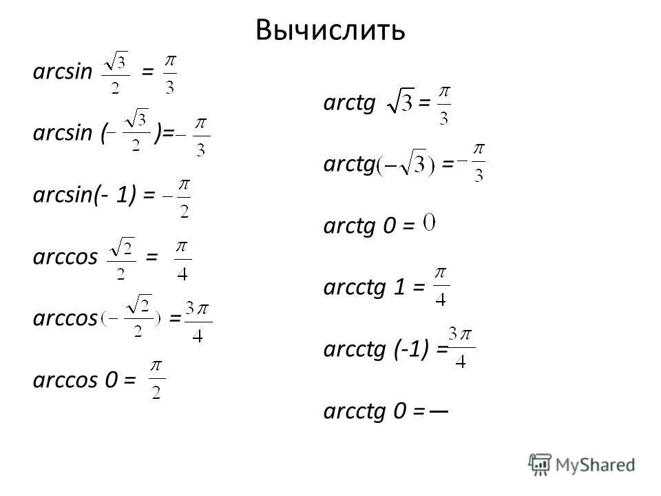 Arcsin 1 корень 3