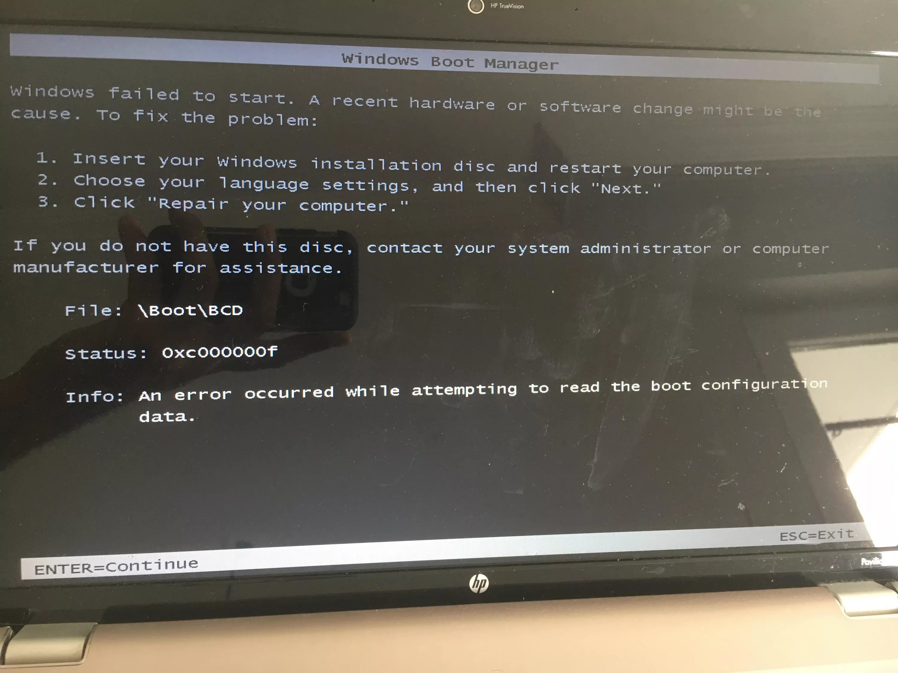 Start fail ошибка. 0xc000000f при загрузке Windows 10 как исправить. An Error occurred while attempting to read the Boot configuration data. Windows failed to start при установке с флешки 0xc0000001. Boot Manager при загрузке ноутбука что делать.