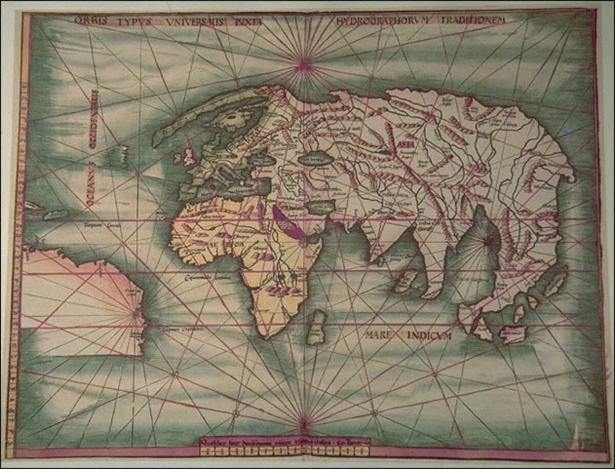 Карта земли 16 века. Карта морей Вальдземюллера 1513. Карта Вальдземюллера и Джоанна Скотта 1513г.