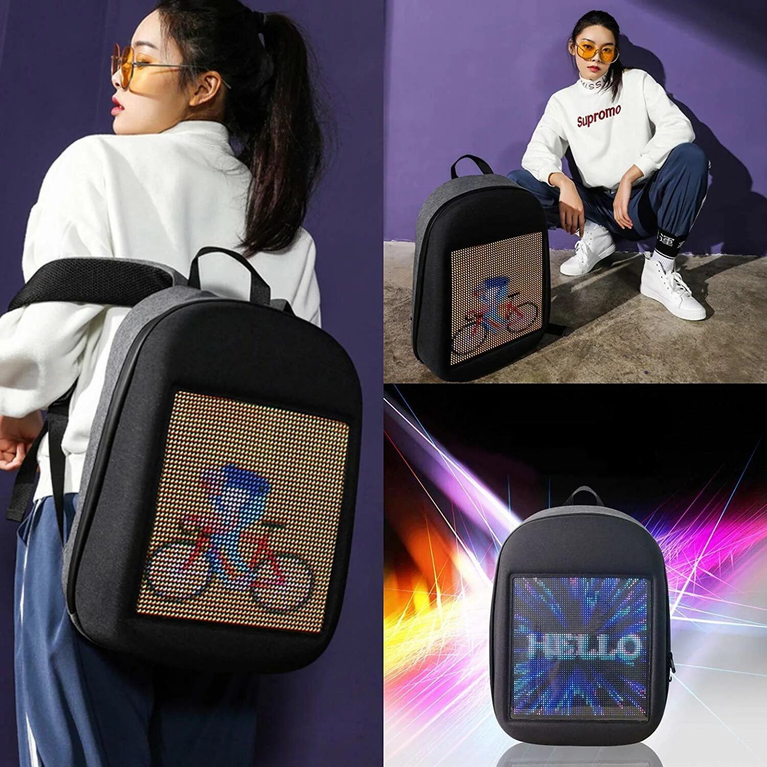 Led backpack. умный рюкзак pixel plus с led. рюкзак с лед экраном aliexpress. рюкзак с экраном. рюкзак biosled b-pro ledbb-003 с led-дисплеем.