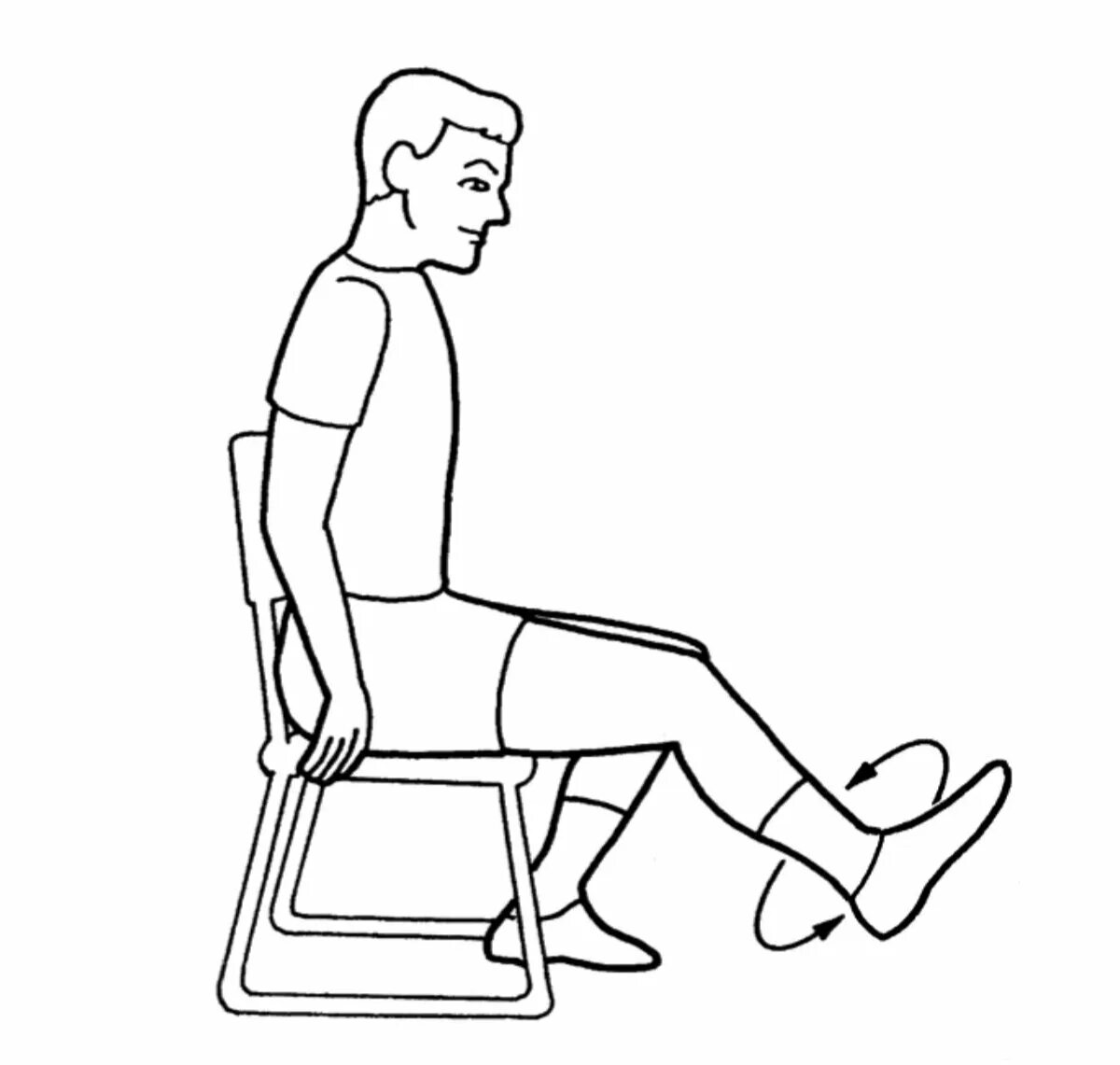 Почему дрыгают ногой. Упражнения на стуле. Упражнение для коленного сустава сидя. Круговые движения стопами. Упражнения сидя на стуле.