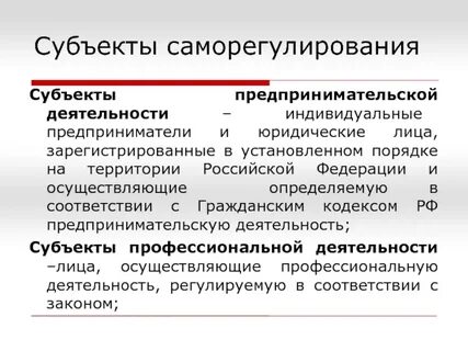 Субъекты предпринимательской деятельности индивидуальные предприниматели