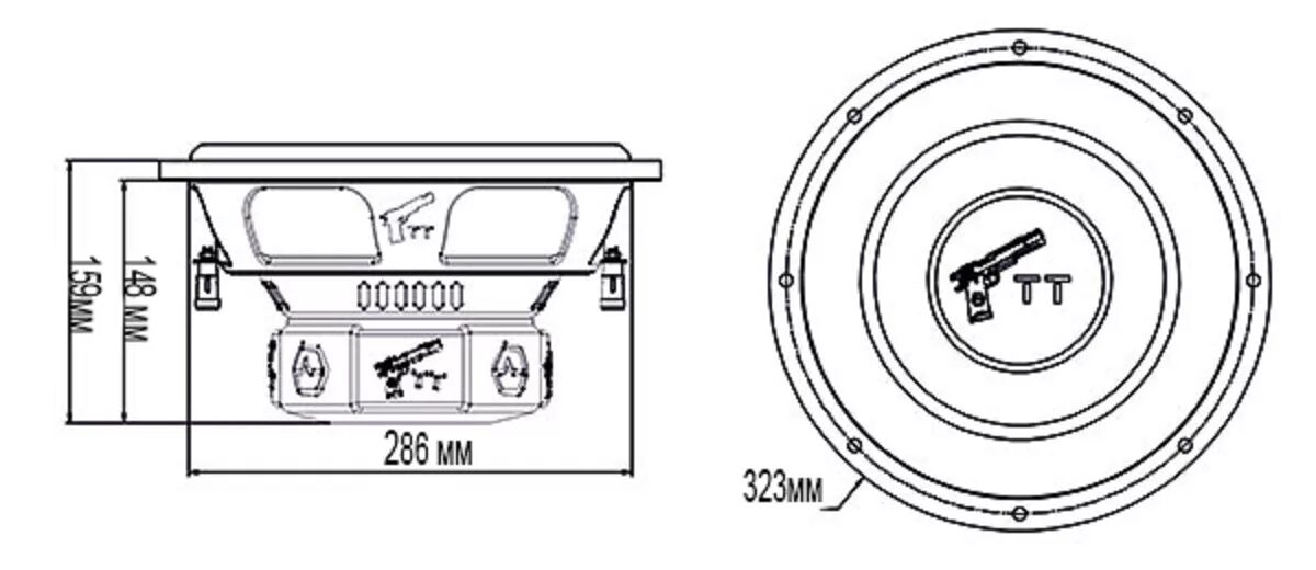 Диаметр монтажного отверстия. Сабвуфер Урал ТТ 15. Сабвуфер Урал Ural TT 12. Динамик сабвуфера 12 дюймов Урал. Диаметр сабвуфера Урал ТТ 12.