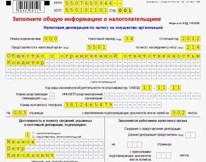 Налоговая декларация по имуществу за 2023