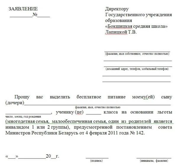 Когда можно подать заявление в 1 класс. Заявление о постановке ребенка на питание в школе. Заявление от родителей на питание в школе образец. Заявление на питание в школе многодетным. Как написать заявление на питание в школе образец.