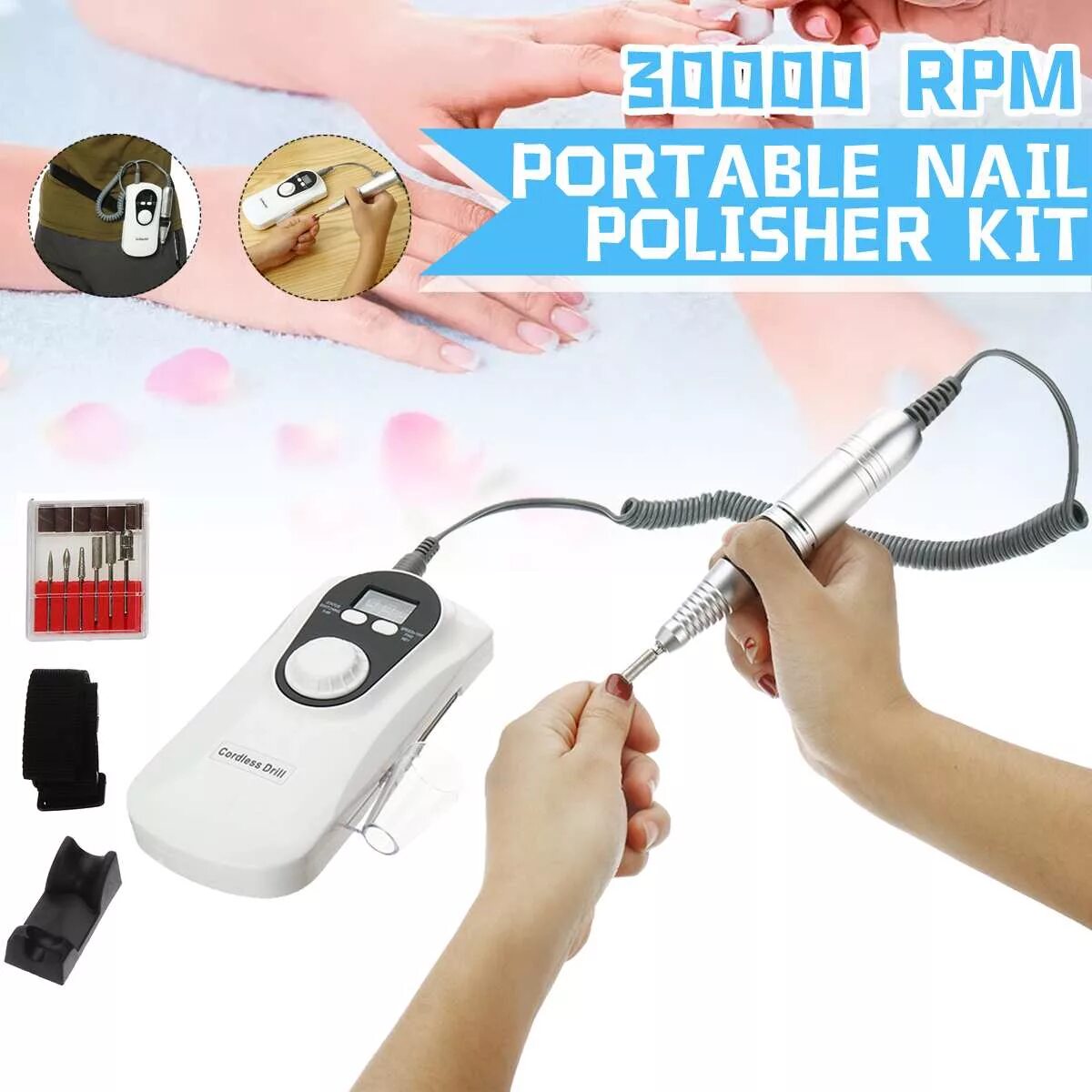 Аппаратная машинка Nail Polisher. Портативная ногтей пилка. Запчасти для ручек Nail Drill. Беспроводной фрезер для маникюра BQ 504. Mastering portable