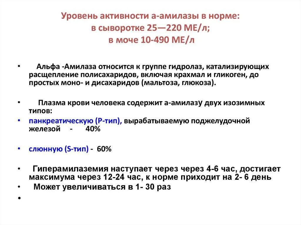 Альфа амилаза в моче норма