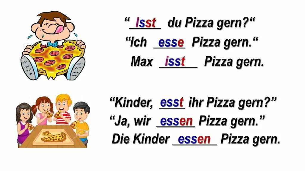 Ihr kinder. Esse немецкий. Isst спряжение. Gern спряжение. Isst и esse в немецком.