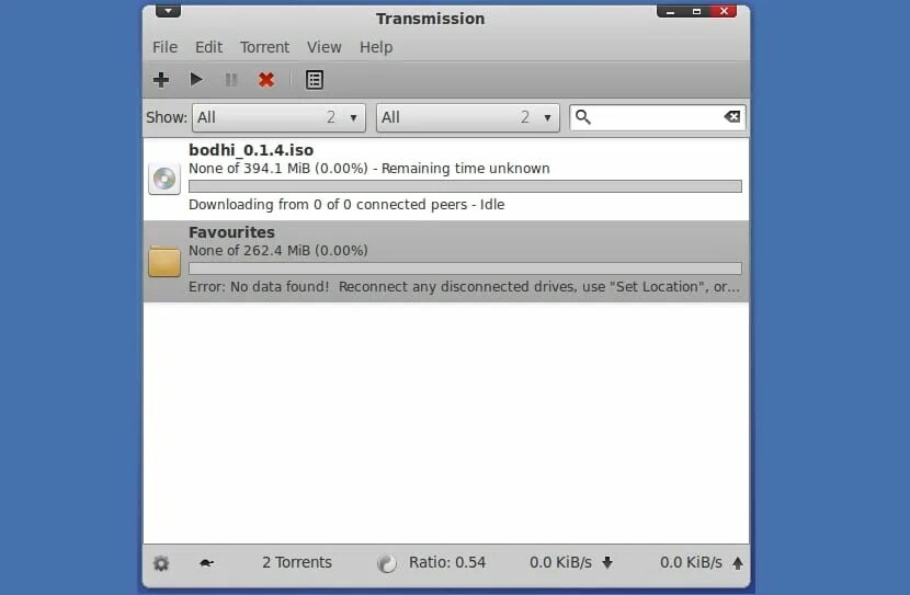 Transmission BITTORRENT client. Transmission client