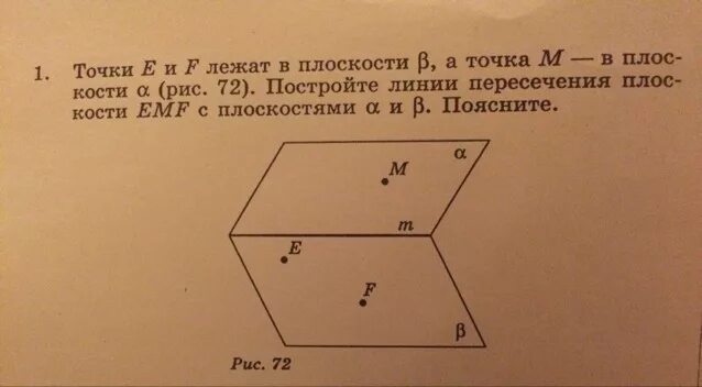 Точка б лежит в плоскости бета. Прямая а лежит в плоскости бета. А лежит в плоскости Альфа. Пересечение плоскости Альфа и бета. Точки е и f лежат в плоскости бета а м лежит в плоскости Альфа.