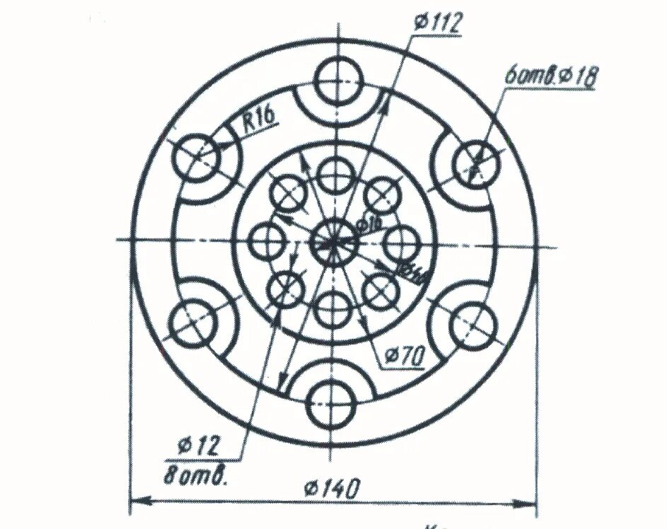 Фланец 6 отверстий чертеж. Крышка компас 3d чертеж. Деление окружности чертеж. Деление окружности на равные части Инженерная Графика.