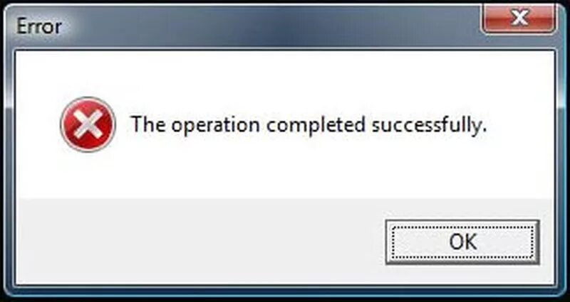 Ошибка Operation. Operation completed successfully. Failed successfully. Хрень Error. Error loading operating