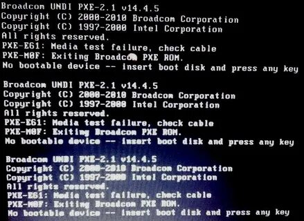 No bootable device hit