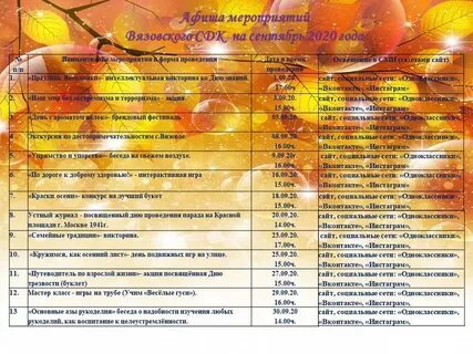 Название мероприятия сентябрь