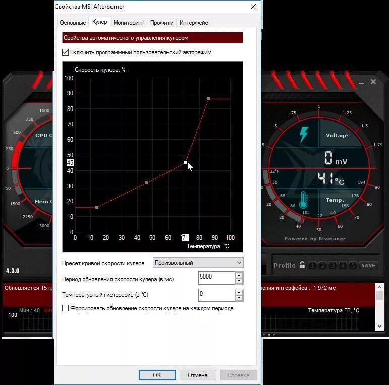 Msi afterburner скорость кулера. MSI Afterburner график кулера. Программа MSI для управления кулерами. Кривая кулера видеокарты Afterburner. MSI Afterburner версия 4.6.2.