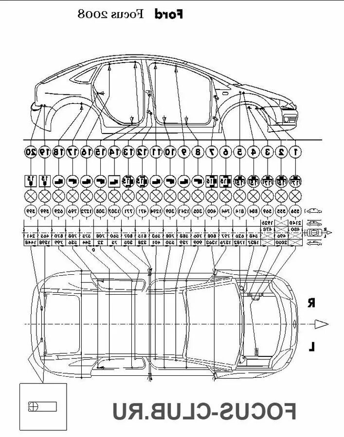 Габариты фокус 2. Ford Focus 1 кузов схема. Форд фокус 2 ширина кузова. Толщина кузова Форд фокус 2. Схема кузова Форд фокус 2.