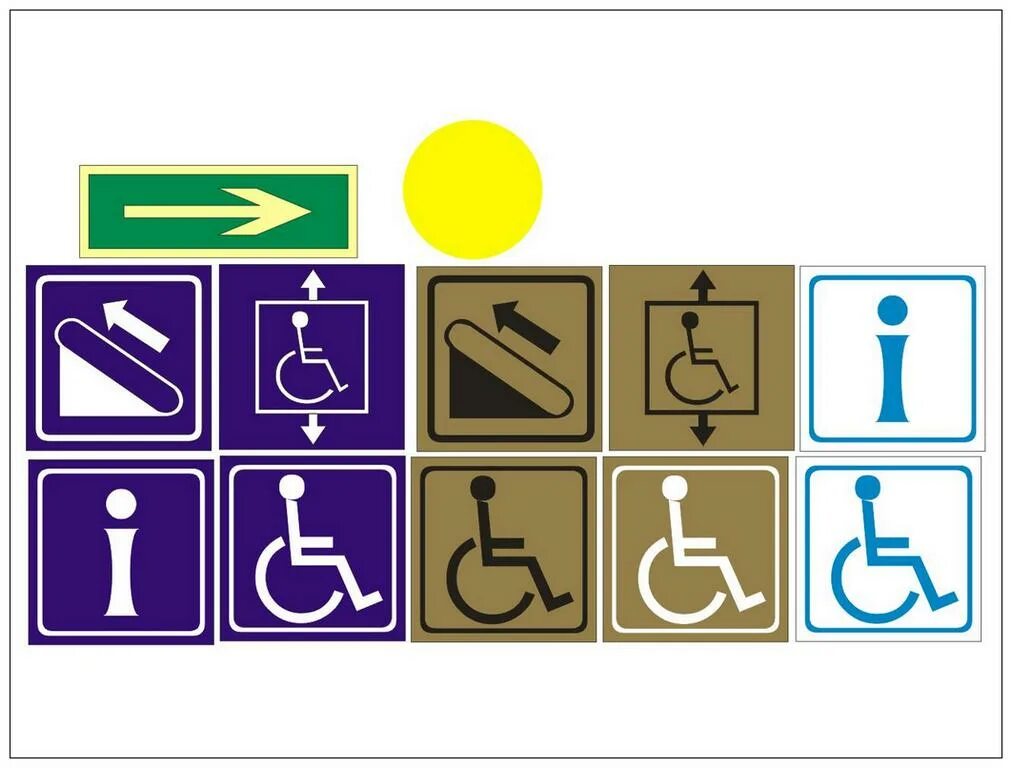 Таблички. Указатели для инвалидов. Информационные знаки для инвалидов на стойках. Знак указатель. 10.
