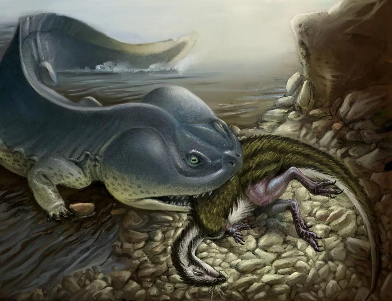 Кулазух амфибия. Кулазух лабиринтодонт. Koolasuchus cleelandi. Кулазух динозавр.