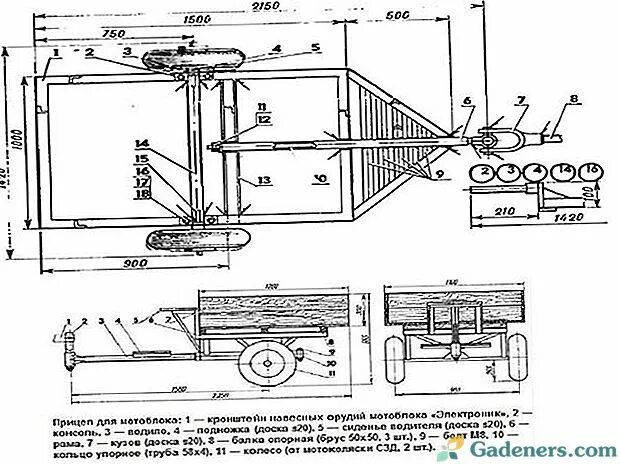 Размеры телеги для мотоблока. Чертеж прицепа одноосного для трактора т-25. Прицеп для легкового автомобиля из балки ВАЗ 2109 чертеж.