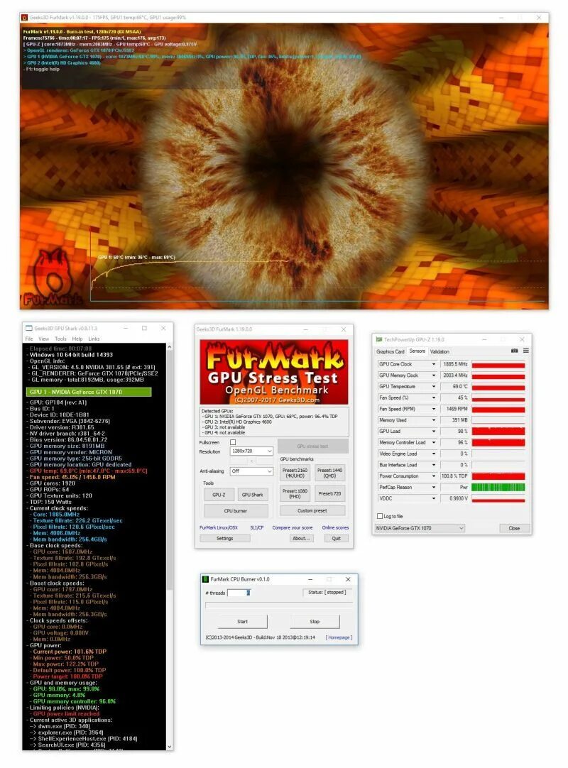 Furmark как проверить видеокарту. Gtx 1070 furmark. gtx 1070ti furmark. бенчмарк furmark. стресс тест furmark.