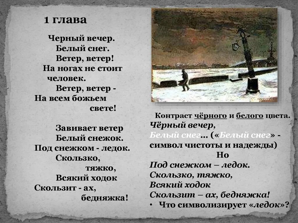 Рисунок к поэме 12 блок темный вечер силок на ногах не стоит.