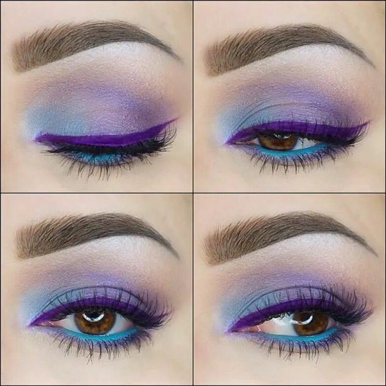 Макияж с цветными стрелками. Красивые стрелки тенями. Двойные стрелки макияж. Синяя подводка для глаз. Разноцветные стрелки на глазах.