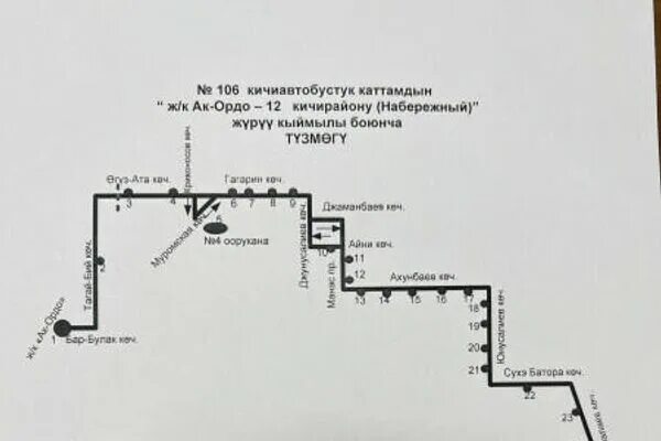 Карта автобуса 106