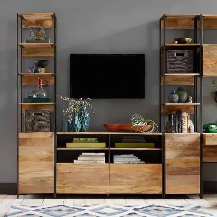 Designer entertainment unit in oak or walnut