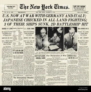 WORLD WAR II: HEADLINE, 1941. /nThe front page of 'The New York times,...