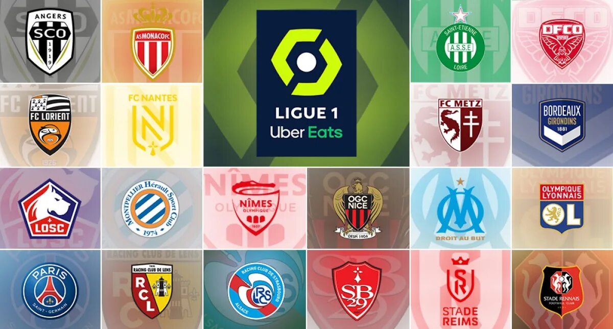 Команды 1 4 лиги. Клубы Лиги 1. Французский лига эмблема клубов. Лига 1 команды. Логотипы команды французской Лиги.