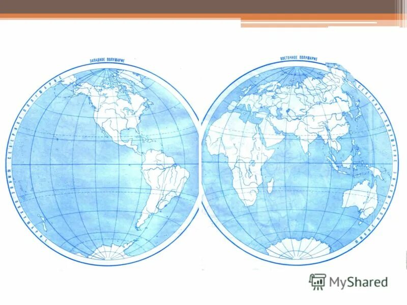 Карта полушарий с названиями материков 4 класс