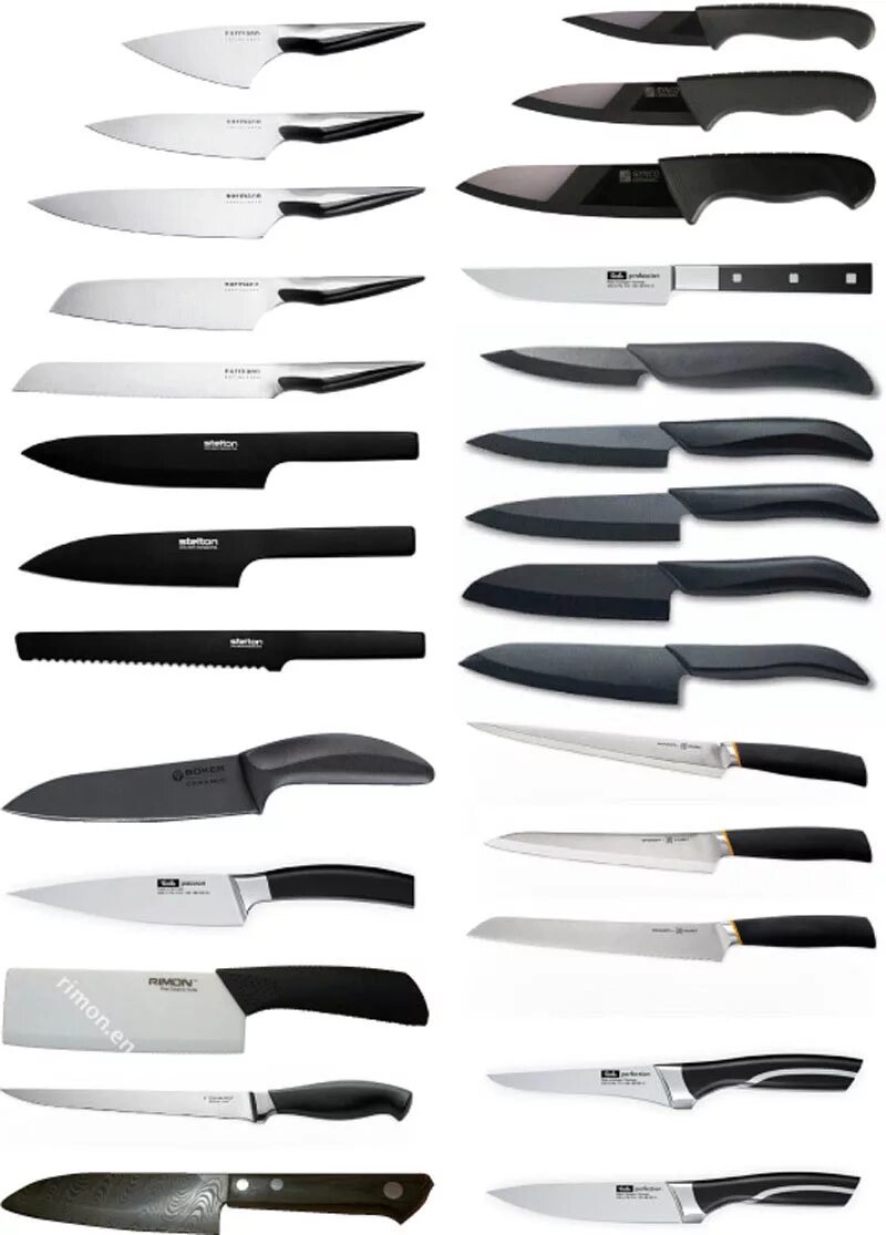 Ножи Книвес. Формы кухонных ножей. Формы клинков кухонных ножей. Формы лезвий ножей.