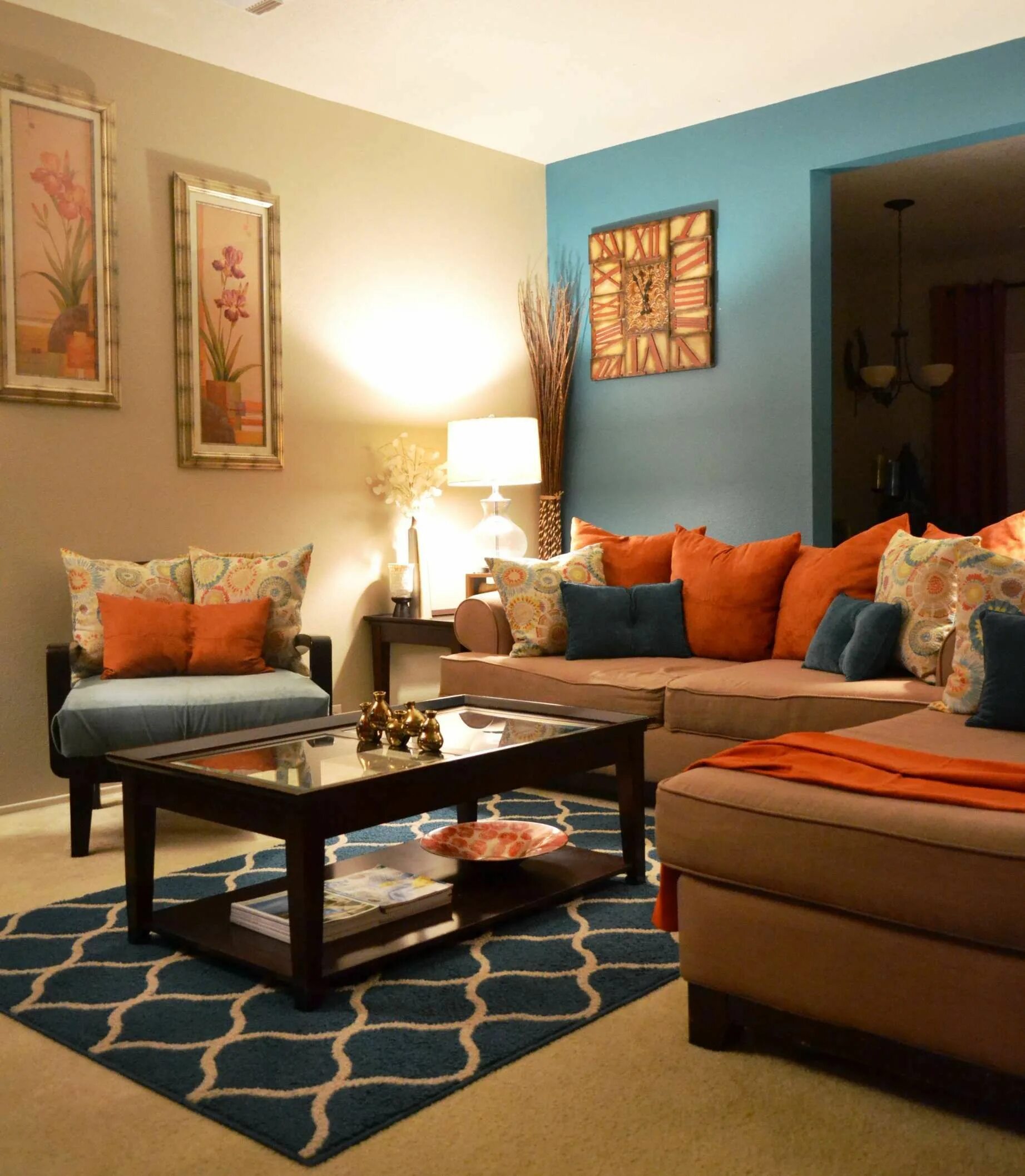 8+ Amazing Living Room Orange And Blue Color Scheme Collection Brown living room Поиск картинок