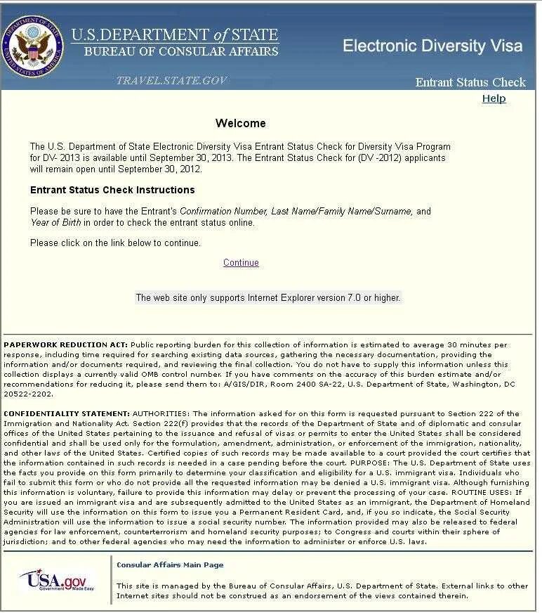 Dv status check