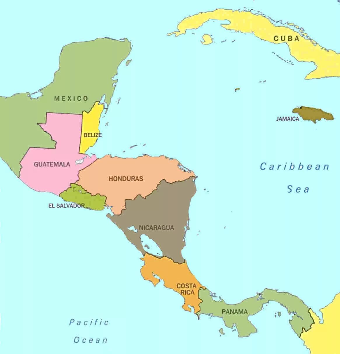 Центральная америка какие страны. Центральная Америка на карте Северной Америки. Политическая карта центральной Америки. Полит карта центральной Америки. Карта центральной Америки со странами.