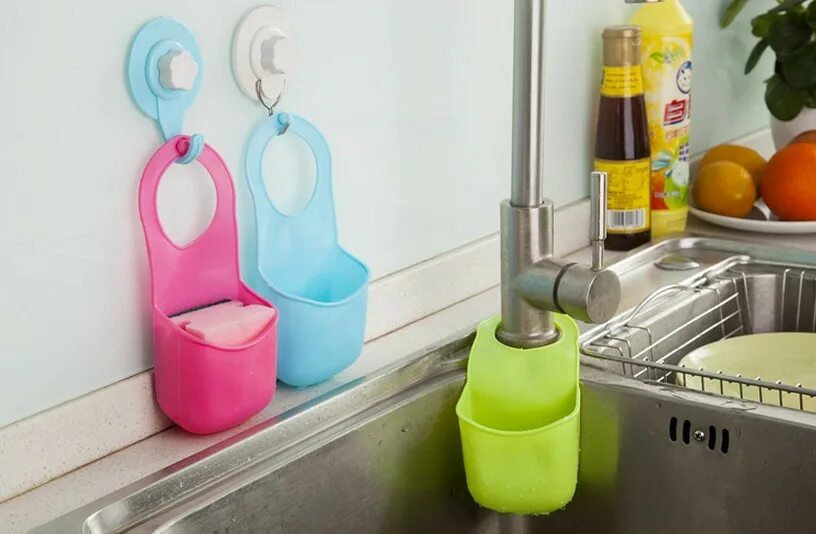 Подвесной карман для раковины Silicone Sink Top Hanger. Держатель для губки на кран St-2633. Подставка для губки «симплекс», 20×9×4,5 см, цвет микс. Держатель для губки на мойку.