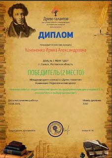 Дипломы международных конкурсов