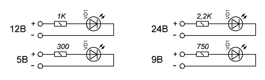 Как соединить диоды. Схема включения светодиода от 5 вольт. Как подключить светодиод к 12 вольт схема. Схема подключения светодиода к 24вольтам. Схема включения светодиода через резистор.